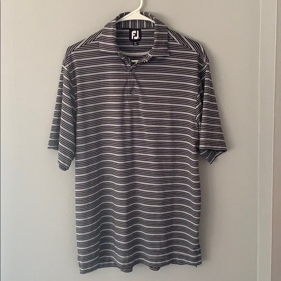 FootJoy black and gray striped polo medium - Picture 1 of 3